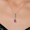 thumbnail image 3 of 925 Silver and 10K Yellow Gold Pure Pink Mystic Topaz and White Lab Grown Diamond Pendant Necklace for Women | 1.61 Cttw | Gemstone November Birthstone | Pear Shape 9X6MM | With 18 inch Chain, 3 of 6