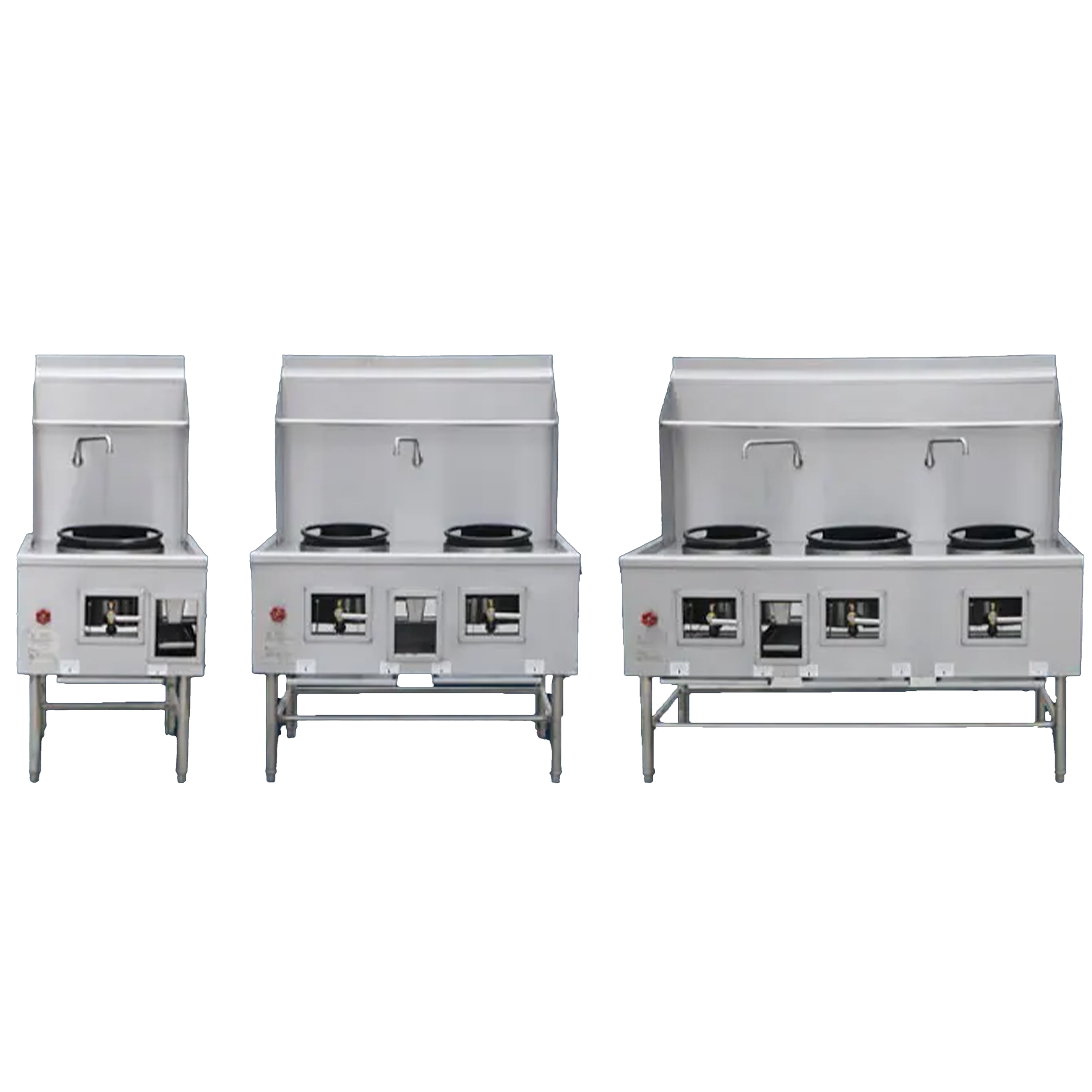 NSF 68 in. Commercial Wok Range with Waterfall, 3 Hole 13''+16''+13'' Wok Burner Station Cooking Machine, 315,000BTU, CSA Natural Gas