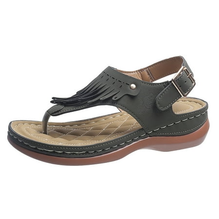 

YanHoo Clearance Women s Arch Support Orthotic Sandals Comfortable Walking Orthopedic Thong Flip Flops Sandals Anti-Slip Breathable Sandal Slip On Shoes