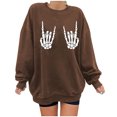 thumbnail image 1 of Sudadera Para Mujer Sudaderas de Otoño Estampado de Calavera Suelto Cuello Redondo Manga Larga Sudadera de Gran Tamaño de Lana Odeerbi ODB171620, 1 of 9