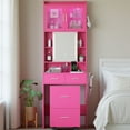 thumbnail image 2 of Ktaxon Makeup Vanity Table for Small Spaces, Vanity Table Set with Charging Station and Sliding Mirror, Bedroom Makeup Table, Hot Pink, 2 of 4