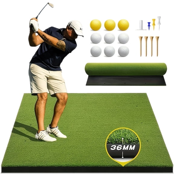 5x4ft 36mm Golf Hitting Mat for Indoor Outdoor Practice, High-Elasticity Elite Artificial Grass Simulator Turf Mat for Chipping Swing Driving Training
