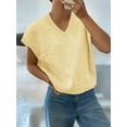 thumbnail image 6 of Womens Floral Cute Cap Sleeve Tops 3D Flower Decor Knit Tank Top Loose Spring Fall Summer Clothes 2025 Light Yellow M, 6 of 7
