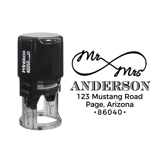 Printtoo Black Address Personalized Self Inking Address Heavy Duty Stamp Custom Rubber Stamper-50 mm Diameter