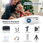 FANGOR WiFi Bluetooth Projector, Portable Movie projector Native 1080P for Home &Outdoor, Full HD Video Projector Compatible with Phone/Laptop/PC/ TV Stick/USB/SD card (Tripod included)