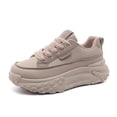 thumbnail image 4 of Women'S Lightweight Sneakers - Red Accent Lace-Up Shoes, Synthetic Cover Upper & Cushioned PVC Sole - All-Season Gym, Running, Ladies Sneakers, Casual Footwear, Retro Style, Breathable Fabric, 4 of 9