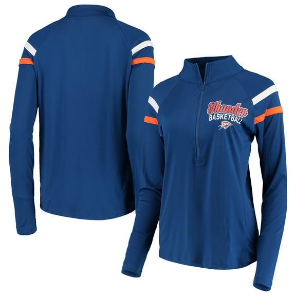Women's 5th & Ocean by New Era Blue Oklahoma City Thunder Pullover Half-Zip Thumb Holes Jacket