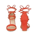 thumbnail image 6 of BLISSFUL STEP Strappy Lace Up Block High Heel Sandals for Women Orange 9, 6 of 6
