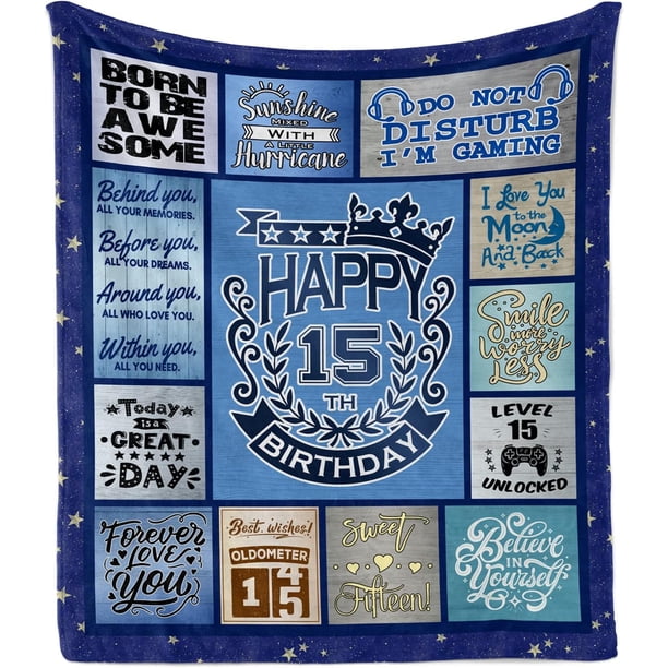 LHSHID 15 Year Old Girl Boy Gifts for Birthday Throw Blanket 15th Birthday Gifts for Girls Boys Quinceanera Gifts 15th Birthday Decorations for Girls Boy 30"x40"