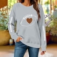 thumbnail image 5 of Yangnuo Women's Football Heart Graphic Crew Neck Sweatshirt Sleeve Stitch Print Loose Long Sleeve Casual Pullover Tops, 5 of 5