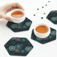 thumbnail image 4 of Leather Coasters with Heat-resistant for Drinks, Jellyfish Pattern No.9028 -标题2 Hexagon, 4 of 5