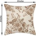 thumbnail image 3 of Brown Pillow Covers 20x20 Inch 2 Pcs Tan Vintage Floral Decor Throw Pillows Fall Chinoiserie Flower Leaves Plant Seasonal Outdoor Decoration Pillowcase Linen Cushion Cover for Couch Sofa Bed, 3 of 6