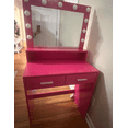 thumbnail image 2 of Vanity Desk with Mirror and Lights, Dressing Table with Large Drawer, 2 Level Storage Dresser & 3 Lighting Modes Adjustable Brightness, Suitable for Bedroom(Rose Pink), 2 of 12