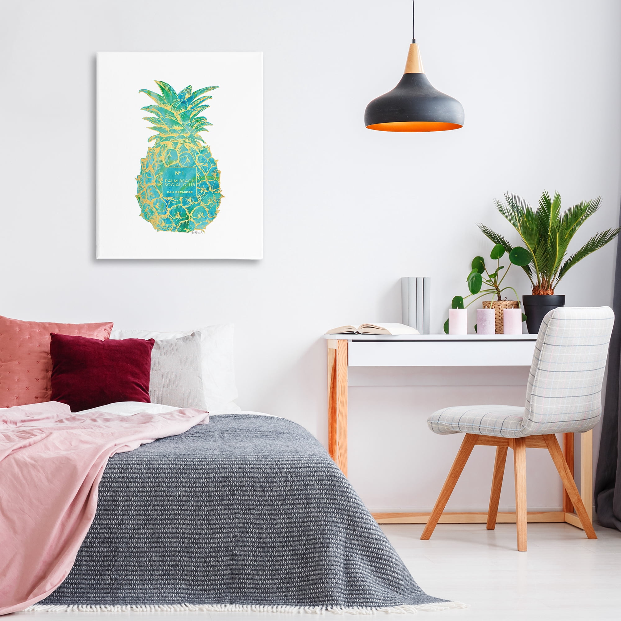 Stupell Industries Glam Detailed Pineapple Food & Beverage Painting Wrapped Canvas Art Print Wall Art, 30 x 40