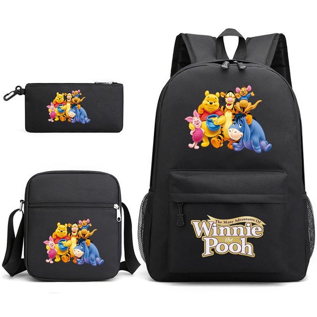 3-piece Winnie The Pooh Backpack Boy Girl School Bag Light And Large Capacity-week