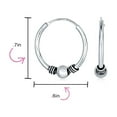 thumbnail image 4 of Bling Jewelry Womens Balinese Tribal Ball Bead  Endless Hoop Earrings Sterling Silver 0.70 Inch, 4 of 5