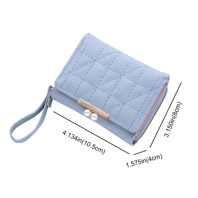 Bolsa Carteras de cuero PU con cremallera y hebilla de perlas para mujer, monedero para viajes (azul) Ehuebsd Para Estrenar