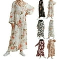 thumbnail image 6 of Muslim Dresses Women Maxi Loose Full Sleeve Print Floral Casual Robe Long Dress, 6 of 13