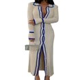 thumbnail image 1 of Knit Long Dress with Button Down and Lapel for Women, 1 of 9