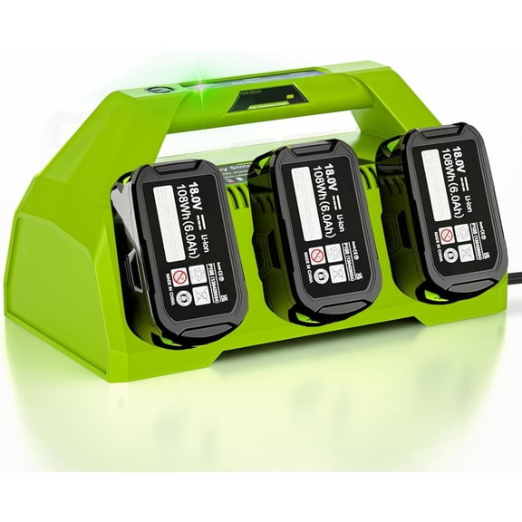 【Simultaneously Charging】 Upgraded 6-Port Rapid Charger for Ryobi 18V Lithium-Ion Batteries, Compatible with Ryobi 18V ONE Battery Systems (6-Pack Simultaneously Charging Station)