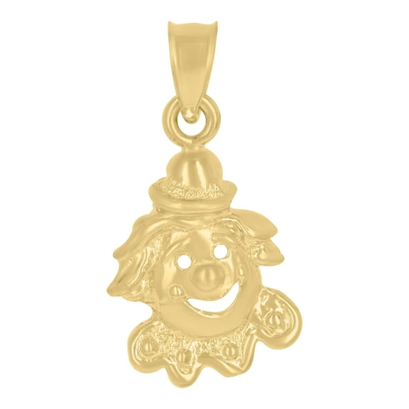 10kt Real Yellow Gold Textured Unisex Clown Charm Pendant