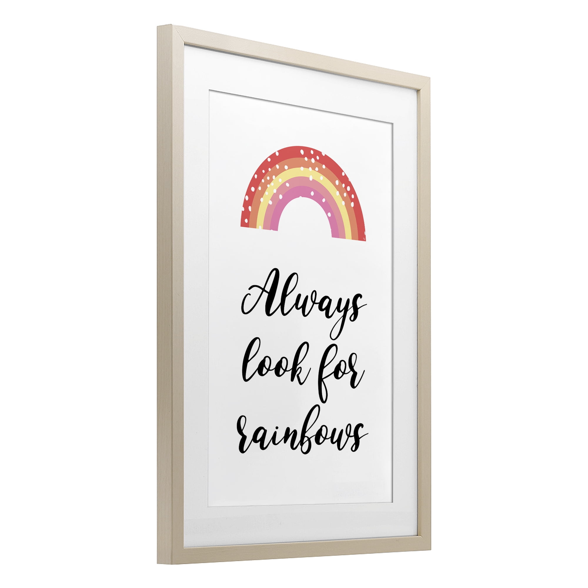 Stupell Industries Always Look For Rainbows Birch Framed Print Under Glass, design by Martina Pavlova