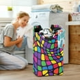 thumbnail image 5 of Yayeee Freestanding Laundry Hamper with Handle Collapsible Large Storage Basket for Clothes, Colorful Psychedelic, 5 of 7