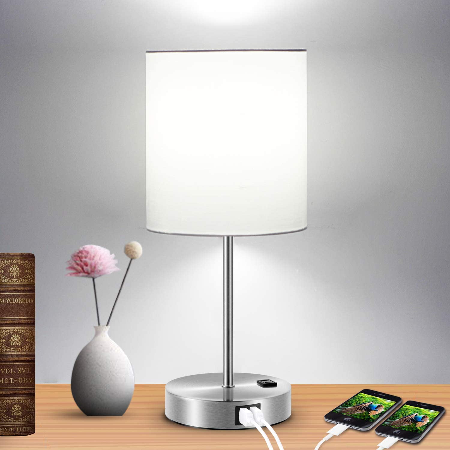 Bedside Lamp Nightstand Usb, Living Room Table Lamp With Usb Port