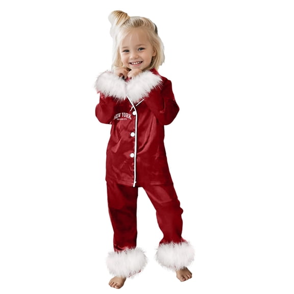 HNMKIU Children Fashion Cute Print Pajamas Set Clothes Set Long Sleeve Shirt and Trousers Casual Comfort Sleepwear for Kids 1-RD1,10-11 Years