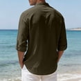 thumbnail image 6 of Men Button Up Shirts Long Sleeve Pullover Cotton Linen Casual Stand-up Collar Solid Blouse Shirt Tops, 6 of 10
