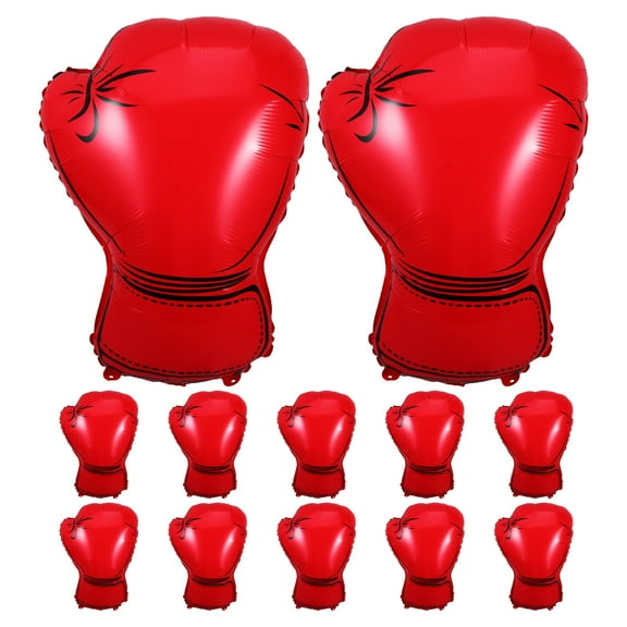 OUNONA 12Pcs Red Boxing Gloves Balloons Inflatable Foil Party Decorations for Boxing Themed Birthday Events