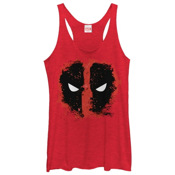 Women's Marvel Deadpool Reverse Mask Splatter  Racerback Tank Top Red Heather Large