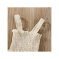 thumbnail image 4 of Cenuakty Baby Summer Jumpsuit Outfit Solid Color Ruched Toddler Girl Casual Sleeveless Suspender Rompers and Headband, 4 of 7