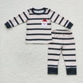 thumbnail image 1 of Conjunto de ropa de dormir para bebé, camisa a rayas verdes, pantalones rojos, traje de Reno bordado de Navidad, pijamas para niños pequeños, venta al por mayor, 1 of 2