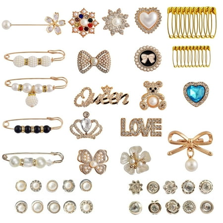 YMO Charms for Socks  58pcs Sock Charms Pins Gold Bling Brooch Sock Jewelry Charms Junk Socks Charms Kit Sock Accessories Shoe Charms for Sneakers Safety Pins for Women Clothes Hats Scarf Shawl C64