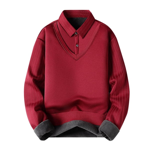 Blusa y camisa de manga larga con cuello vuelto para hombre, estilo casual, lisa, con rayas y cuello vuelto, de poliéster.