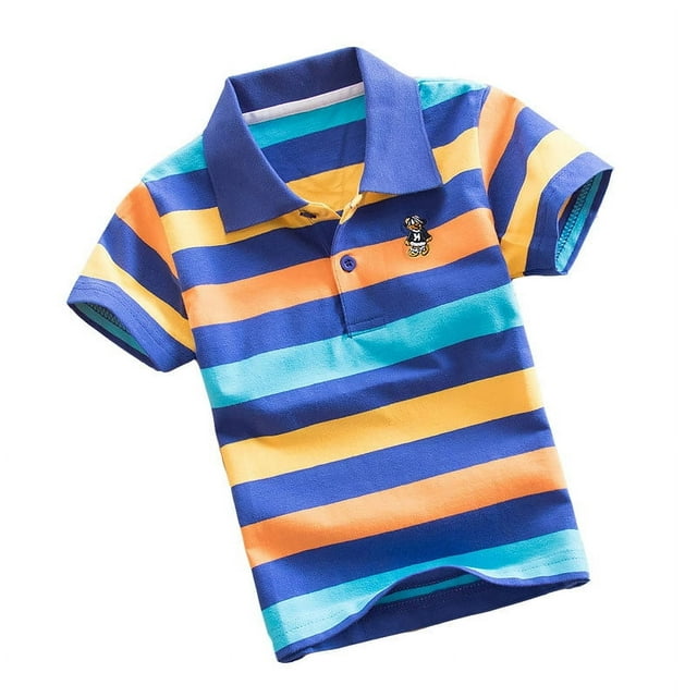 Polos pour Garçons Préados Chemise Rayée Chemise de Rugby pour Garçons Chemise à Boutons pour Garçon Chemise à Manches Courtes pour Garçon Tenue pour Garçons 11-12 Ans