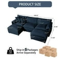 thumbnail image 4 of 109" Chenille Rustic Couch, Contemporary Sofa with DIY Combination, Modern Accent Couch with Ottomans for Living Room, Blue, 4 of 7