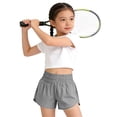 thumbnail image 6 of MGDXOX Girls High Waist Quick Dry Athletic Shorts Elastic Smocked Waist Lightweight Split Hem Shorts for Sports Running and Casual Daily Use Gray 14 Years, 6 of 8