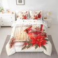 thumbnail image 3 of Homewish Cartoon Rustic Bird Bedding Comforter Set 7pcs, Winter Christmas Poinsettia King Bedding Sets, Western Lodge Cabin Reversible Bed Sheets, Ultra Soft Bedroom Decor, 3 of 8
