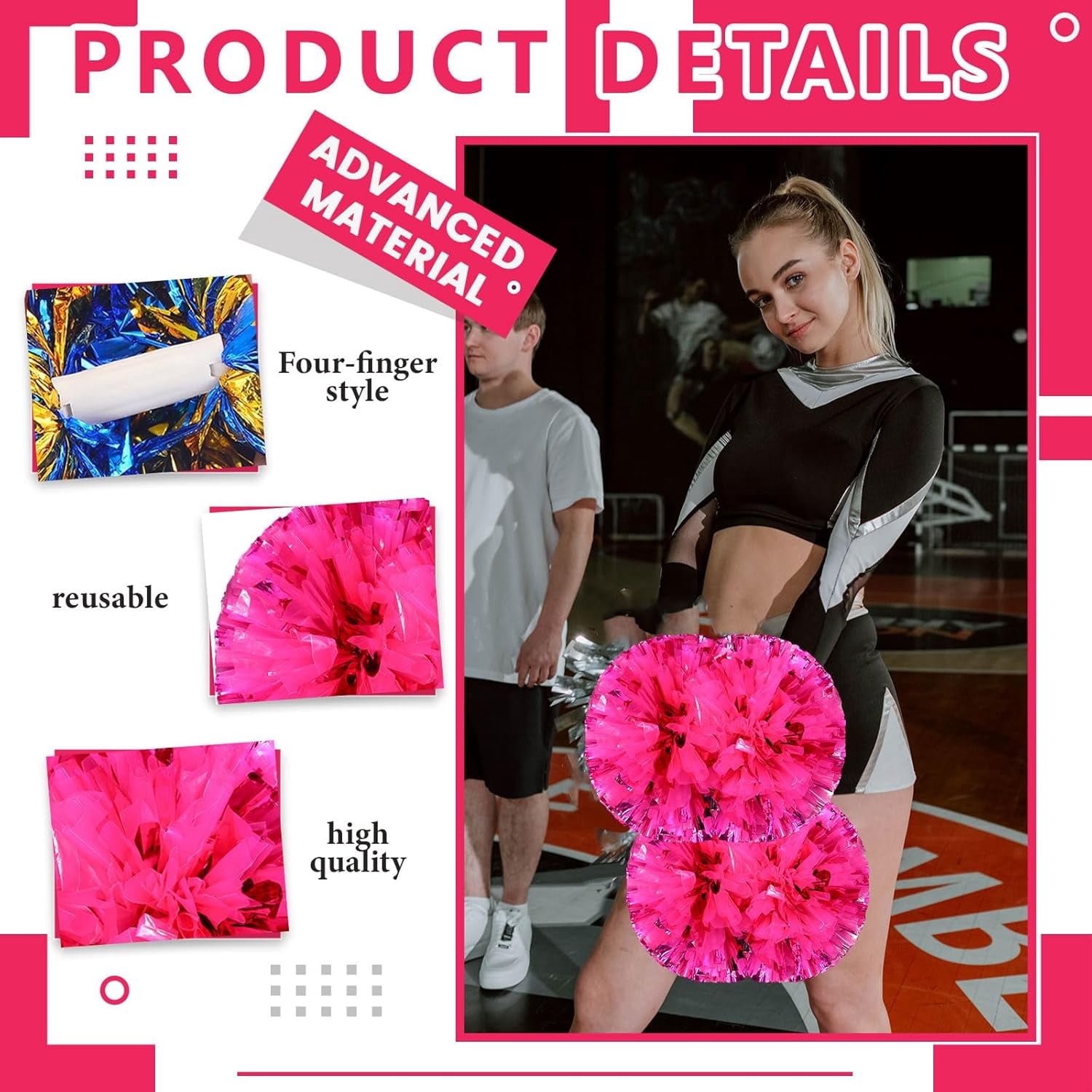 20 Pack Cheerleading pom poms,Handheld Cheer pom poms, Sports Cheer Plastic Pom Poms Cheerleading for Sports Team Spirit Cheering (Mixed Blue)