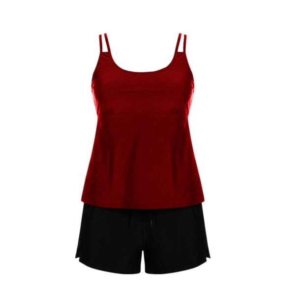 Trajes de baño para mujer Traje de baño para mujer Camiseta sin mangas lisa Traje de baño de dos piezas con pantalones cortos Trajes de baño para mujer Trajes de baño para mujer Trajes de baño de moda