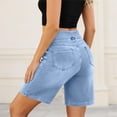thumbnail image 5 of GERsome Women's Denim Shorts Knee Length High Rise Bermuda Jean Shorts with Pockets Sky Blue Size 2XL, 5 of 9