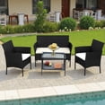 thumbnail image 6 of Aukfa 4 Piece Rattan Outdoor Sofa Patio Conversation Couch Set with 2-Tier Coffee Table&Beige Cushion, 6 of 9