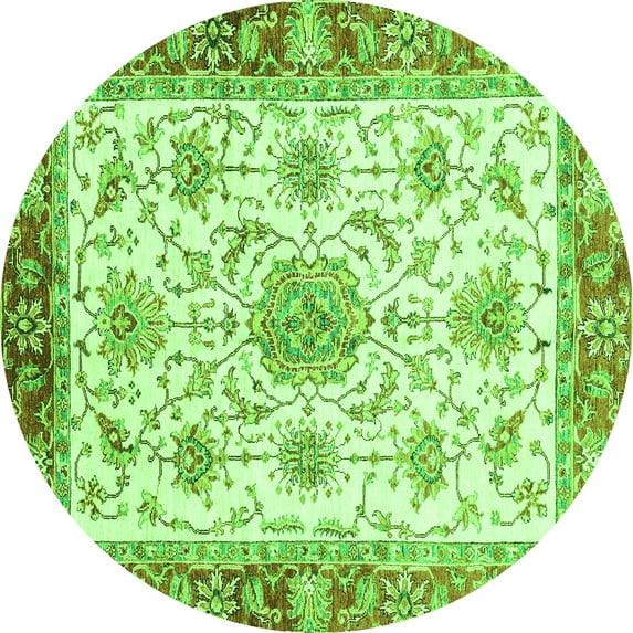 Ahgly Company Indoor Round Abstract Green Modern Area Rugs, 6' Round