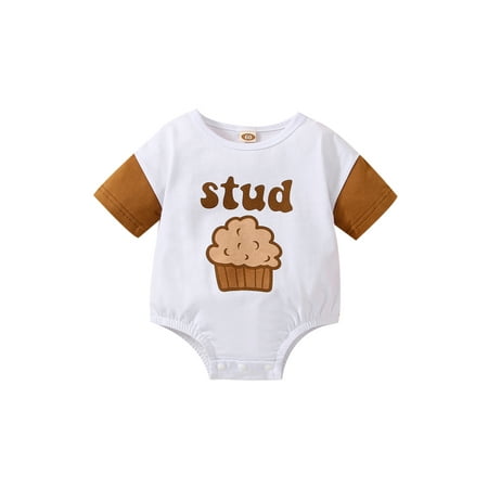 

Genuiskids Newborn Baby Girls Boys Summer Romper T-shirt Tops Short Sleeve O Neck Letter/Ice Cream Print Playsuit