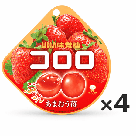 UHA Kororo Strawberry Gummy Candy 4-Pack, 48g Each