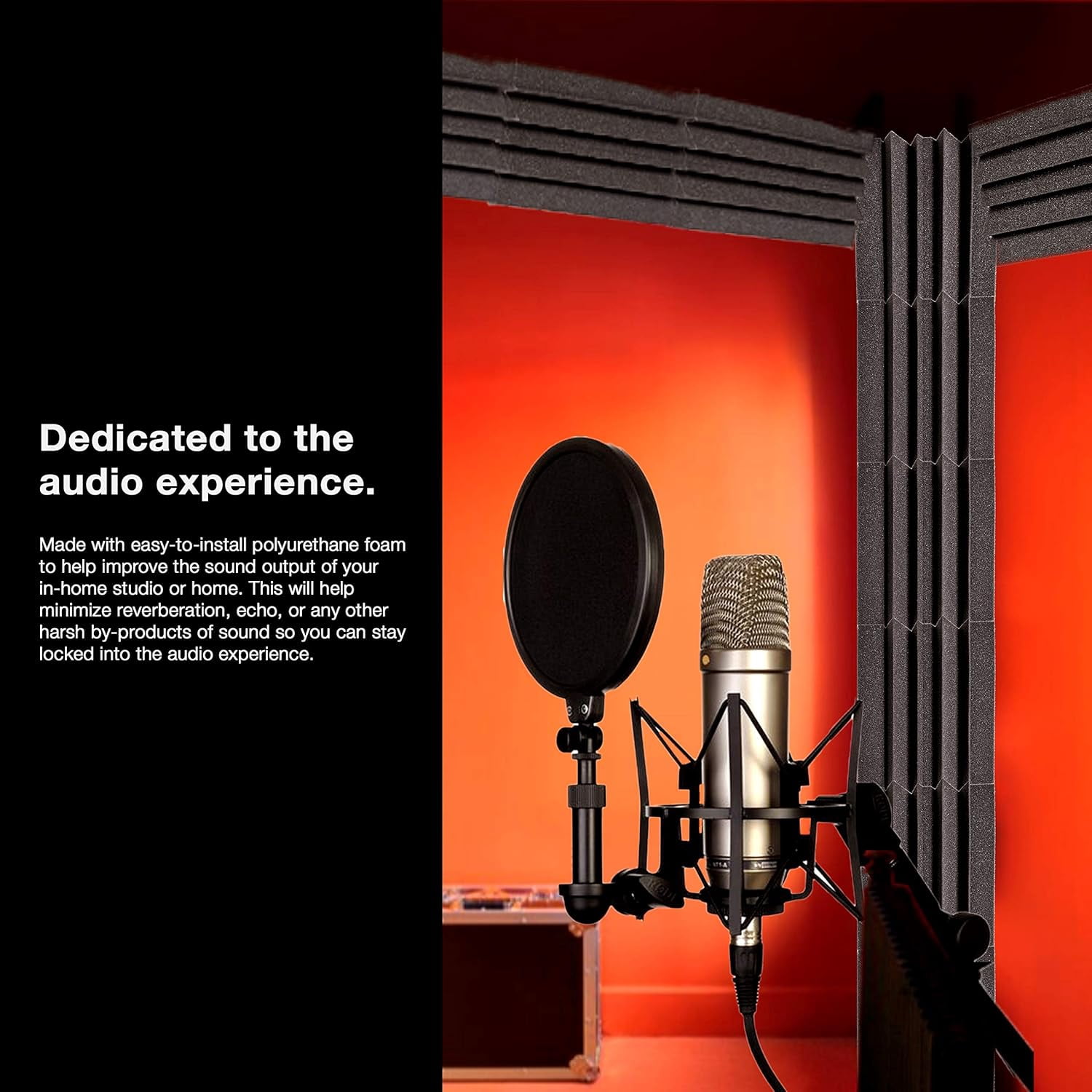FStop Labs Acoustic Foam Panels, 3D Polyurethane Soundproof Wall Panels, 12 in x 12 in x 0.4 in, Black, 12 Pack