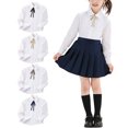 thumbnail image 7 of Mnyotv Teen Girls School Uniform Polo with Bow Classic Button Down Shirt Fall Clothes Long Sleeve Shirts Tops Size 3-4Y, 7 of 7