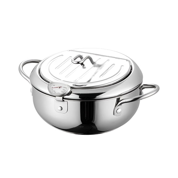 ACDANC 2026 New Deep Fryer Pot Japanese Tempura Deep Fryer Stainless Steel Small Frying Pot with Thermometer&Oil Filtration for Home, Kitchen, Restaurant, Cafe, Party, Cooking, Daily Use